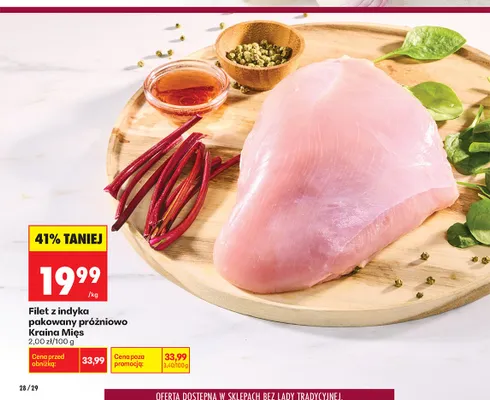 Filet z indyka pakowany próżniowo Kraina Mięs promocja w Biedronka