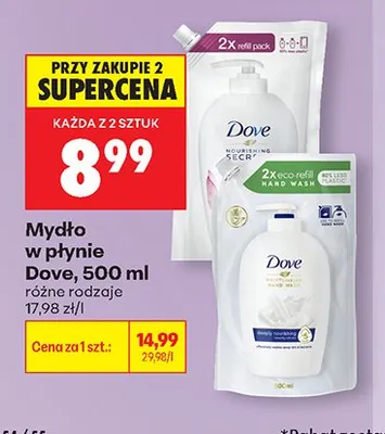 Mydło w płynie Dove Moisturising promocja w Biedronka