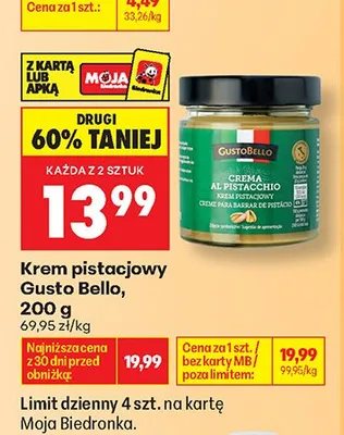 Krem pistacjowy Gusto Bello promocja w Biedronka
