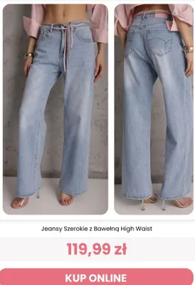 Jeansy damskie szerokie z bawełną High Waist Renee promocja w Renee