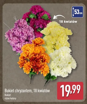 Bukiet chryzantem 18 kwiatów promocja w Aldi