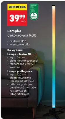 Lampka dekoracyjna RGB podłogowa promocja w Biedronka