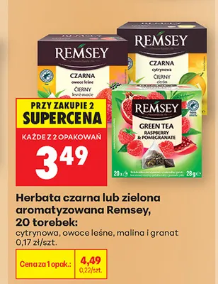 Herbata czarna aromatyzowana cytrynowa Remsey promocja w Biedronka