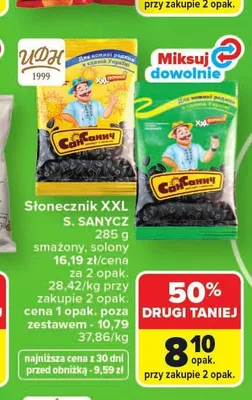Słonecznik XXL S. SANYCZ smażony solony 285g promocja w Carrefour