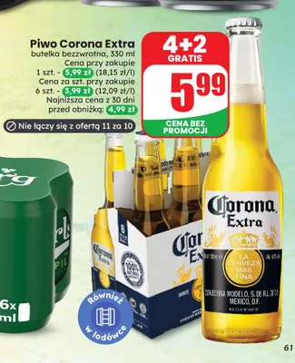 Piwo Corona Extra promocja w Dino