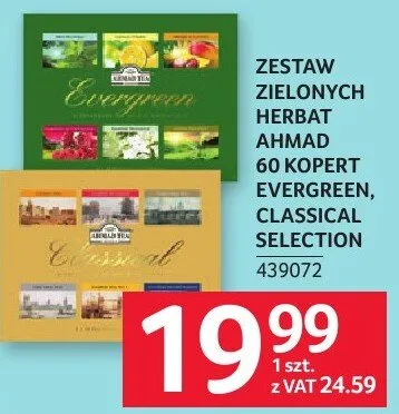 Herbata zestaw zielonych Evergreen Classical Selection 60 kopert promocja w Selgros