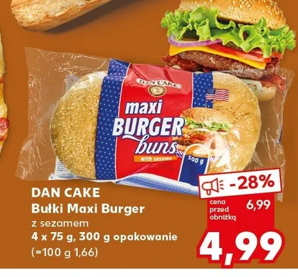 Bułki Maxi Burger z sezamem 4x75g promocja w Kaufland