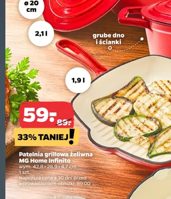 Patelnia grillowa żeliwna Mg Home Infinito promocja w Netto