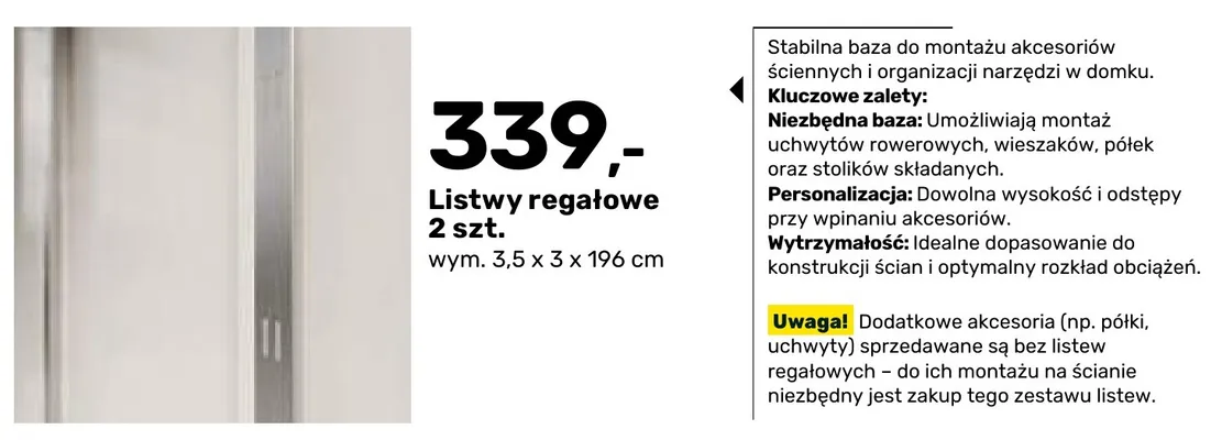 Listwy regałowe 2-pak promocja w Bricomarche