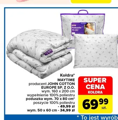 Poduszka Maytime John Cotton 50x60 cm promocja w Carrefour