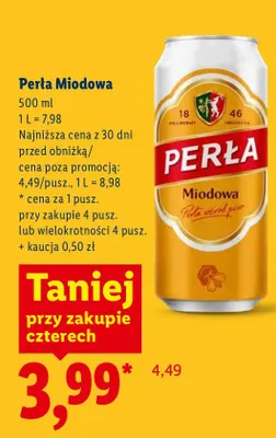 Piwo Perłą miodowa promocja w Lidl