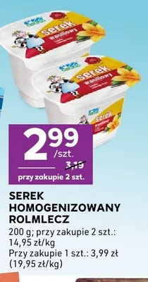 Serek homogenizowany Rolmlecz waniliowy promocja w Stokrotka