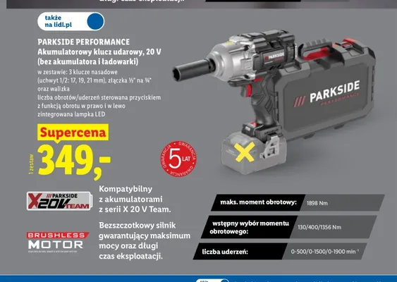 Akumulatorowy klucz udarowy PARKSIDE PERFORMANCE promocja w Lidl