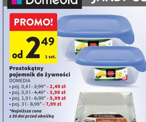 Prostokątny pojemnik do żywności DOMEDIA 3l promocja w Intermarche