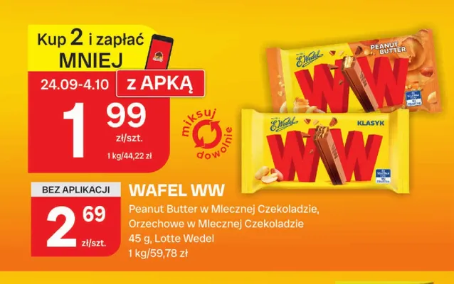 Wafel WW orzechowy w mlecznej czekoladzie E.Wedel promocja w Chorten
