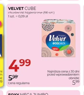 Chusteczki higieniczne Velvet Cube promocja w Drogerie Jawa