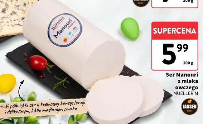 Ser Manouri z mleka owczego promocja w Intermarche