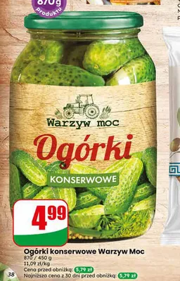 Ogórki konserwowe Warzyw moc promocja w Dino