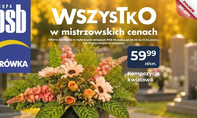 Kompozycja kwiatowa promocja w PSB Mrówka