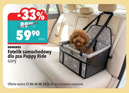 Fotelik samochodowy dla psa Puppy Ride Domarex szary promocja w Biedronka