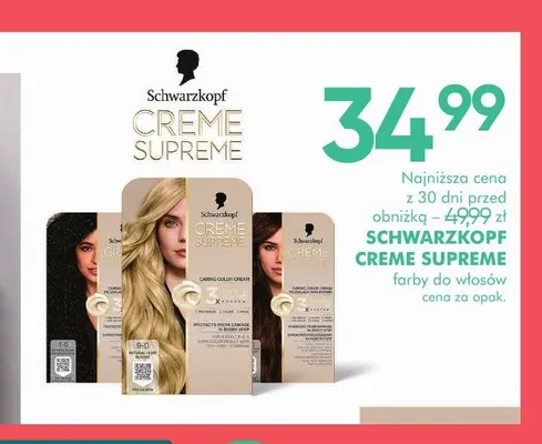 Farba do włosów Schwarzkopf Creme Supreme promocja w Super-Pharm