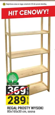 Regał prosty wysoki 80x165x30 cm Natural Wood promocja w Merkury Market