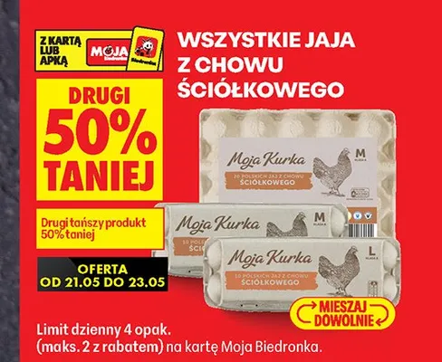 Jaja z chowu ściółkowego Moja Kurka M promocja w Biedronka