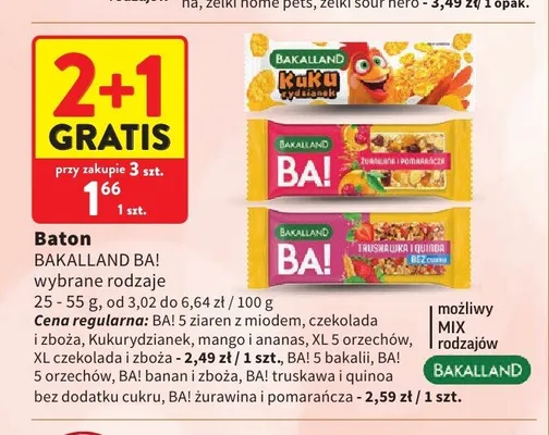 Baton Bakalland BA! żurawina i pomarańcza promocja w Intermarche