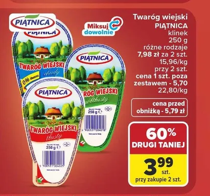 Twaróg wiejski Piątnica klinek promocja w Carrefour