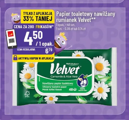Papier toaletowy nawilżany rumianek Velvet promocja w POLOmarket