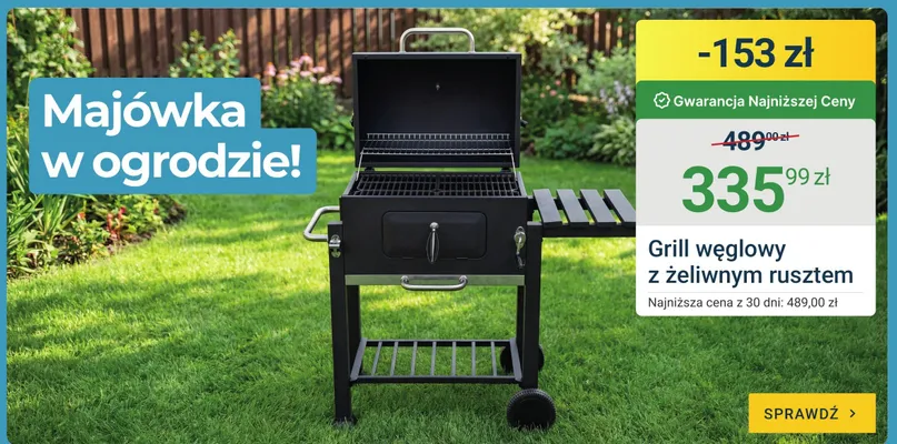Grill węglowy z żeliwnym rusztem promocja w ERLI