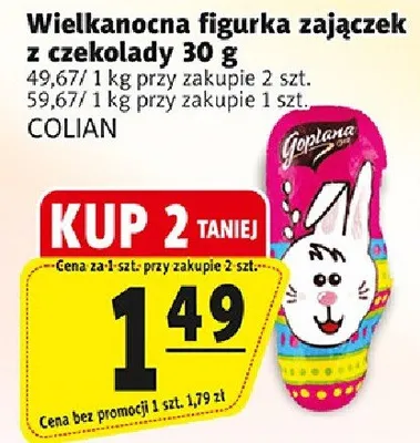 Wielkanocna figurka zajączek z czekolady promocja w Prim Market