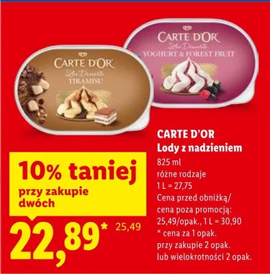 Lody z nadzieniem Tiramisu Carte D'Or promocja w Lidl