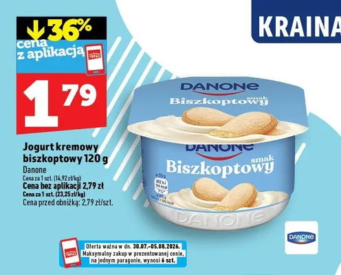 Jogurt kremowy biszkoptowy Danone promocja w TOPAZ