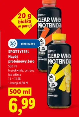 Napój proteinowy Zero SPORTYFEEL brzoskwinia promocja w Lidl