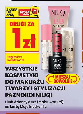 Kosmetyki do makijażu twarzy i stylizacji paznokci Niuqi promocja w Biedronka