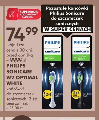 Końcówki do szczoteczek sonicznych W2 Optimal White Philips Sonicare promocja w Super-Pharm