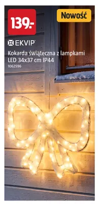 Kokarda świąteczna z lampkami LED 34x37 cm Ekvip promocja w Jula