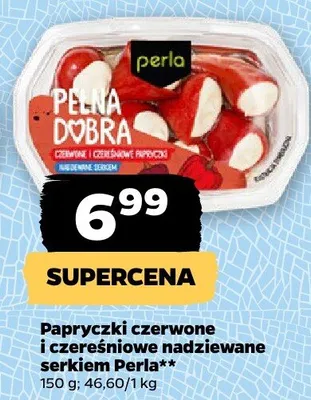Papryczki czerwone i czereśniowe nadziewane serkiem Perla promocja w Netto