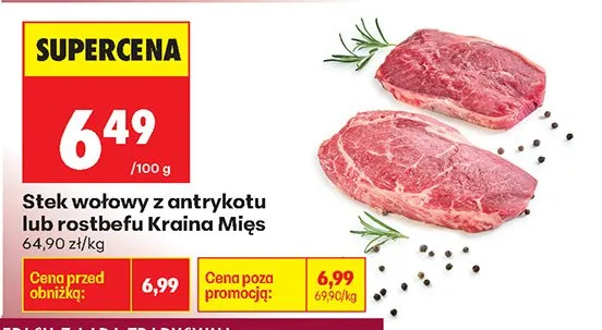 Stek wołowy z antrykotu lub rostbefu promocja w Biedronka