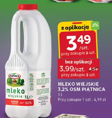 Mleko wiejskie 3,2% OSM Piątnica promocja w Stokrotka