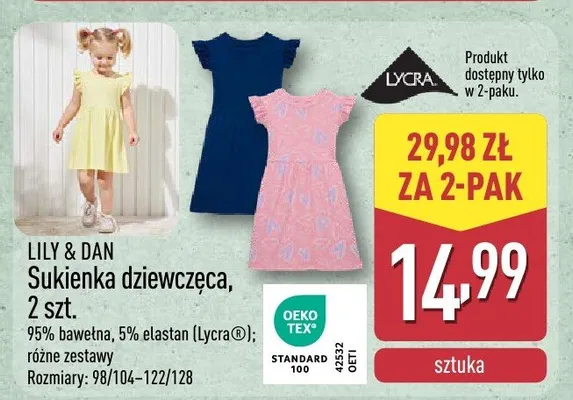 Sukienka dziewczęca LILY & DAN 2-pak promocja w Aldi