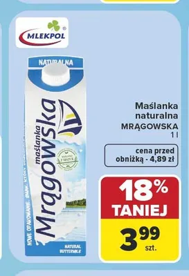 Maślanka naturalna Mrągowska promocja w Carrefour