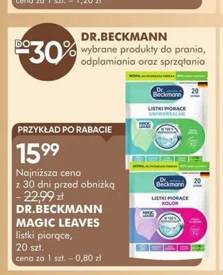 Listki piorące Dr.Beckmann Magic Leaves 20szt. promocja w Super-Pharm