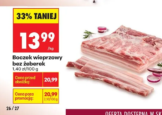 Boczek wieprzowy bez żeberek promocja w Biedronka