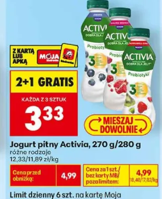 Jogurt pitny Activia promocja w Biedronka