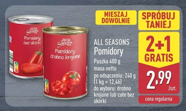Pomidory drobno krojone promocja w Aldi