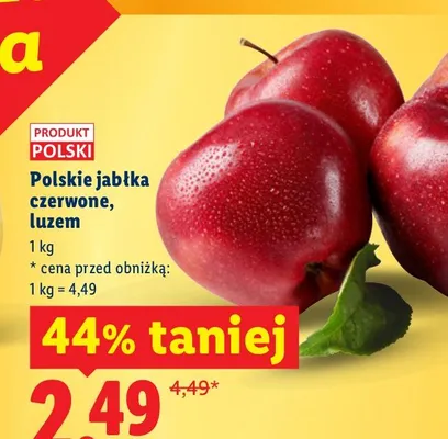 Jabłka czerwone, luzem promocja w Lidl