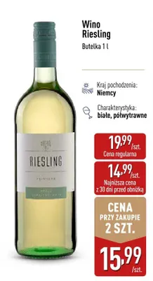Wino Riesling białe półwytrawne Niemcy promocja w Aldi
