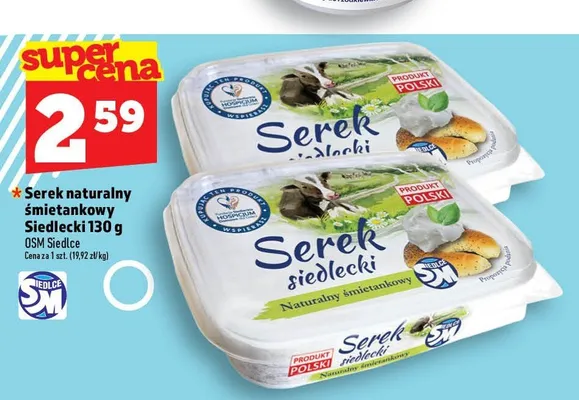 Serek naturalny śmietankowy Siedlecki OSM Siedlce promocja w TOPAZ